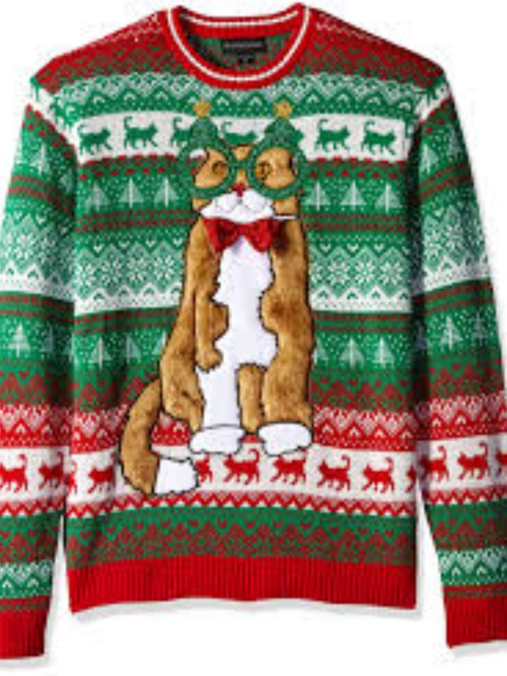 33 Degrees Festive Kitty Cat Christmas Holiday Sweater-NWT